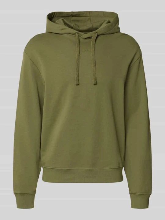 Zdjęcie produktu Bluza z kapturem o kroju relaxed fit z czystej bawełny model 'Dapo' Hugo Oliwkowy