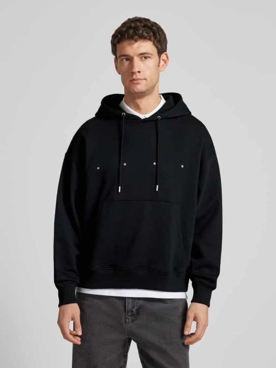 Zdjęcie produktu Bluza z kapturem o kroju relaxed fit z czystej bawełny Model 'DOLAND' Hugo Czarny