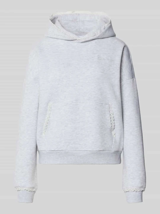 Zdjęcie produktu Bluza z kapturem o kroju relaxed fit z dodatkiem bawełny REVIEW Jasnoszary melanż