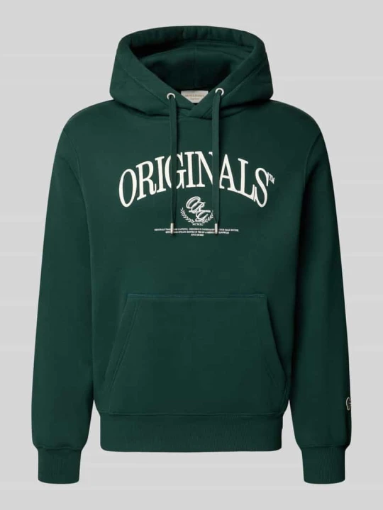 Zdjęcie produktu Bluza z kapturem o kroju relaxed fit z mieszanka bawełny model 'FREDERIKSBERG' Jack&Jones Ciemnozielony