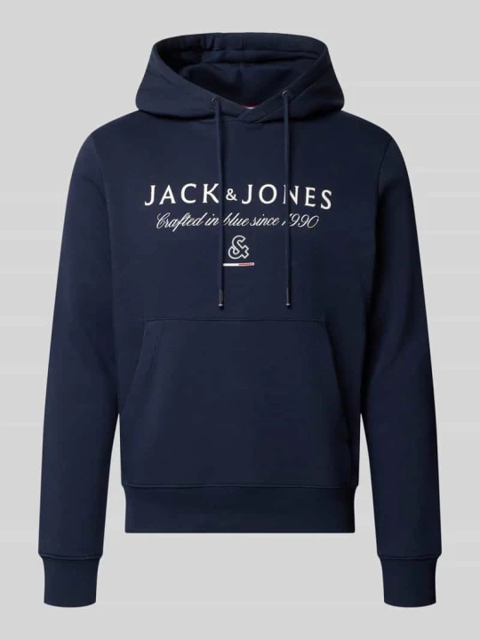 Zdjęcie produktu Bluza z kapturem o kroju relaxed fit z mieszanka bawełny model 'KYLE' Jack&Jones Granatowy