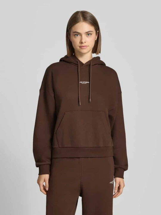 Zdjęcie produktu Bluza z kapturem o kroju relaxed fit z mieszanka bawełny model 'VESTERBRO' JJXX Ciemnobrązowy