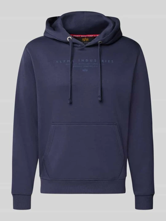 Zdjęcie produktu Bluza z kapturem o kroju relaxed fit z mieszanki bawełny z detalem z logo Alpha Industries Granatowy