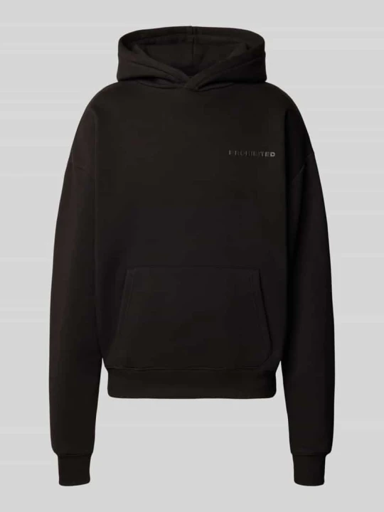 Zdjęcie produktu Bluza z kapturem o kroju relaxed fit z mieszanki bawełny z detalem z logo PROHIBITED Czarny
