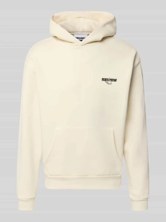 Zdjęcie produktu Bluza z kapturem o kroju relaxed fit z mieszanki bawełny z nadrukiem z logo REVIEW Écru