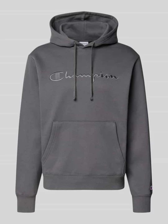 Zdjęcie produktu Bluza z kapturem o kroju relaxed fit z mieszanki bawełny z wyhaftowanym logo Champion Ciemnoszary