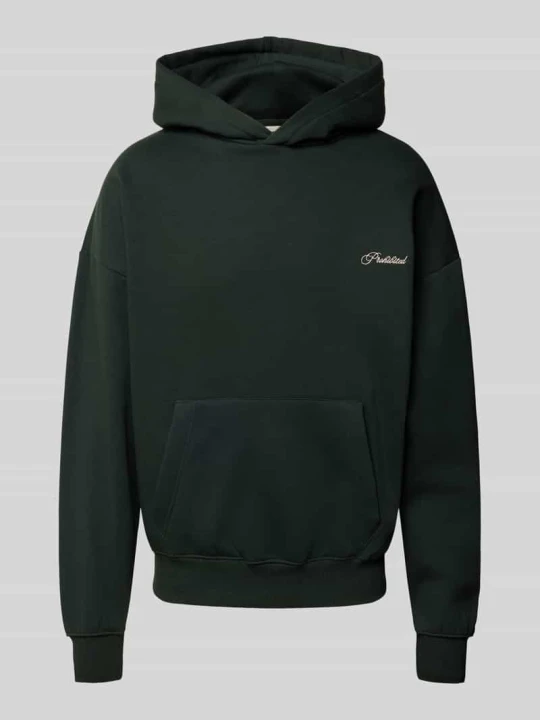 Zdjęcie produktu Bluza z kapturem o kroju relaxed fit z mieszanki bawełny z wyhaftowanym logo PROHIBITED Ciemnozielony