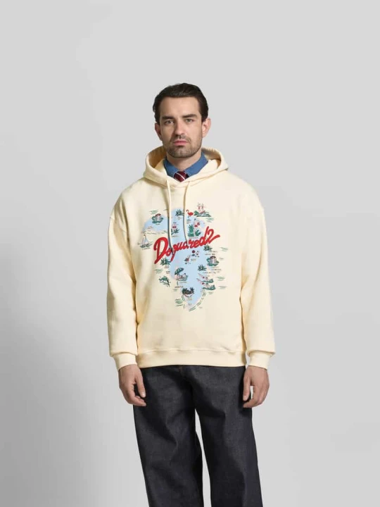 Zdjęcie produktu Bluza z kapturem o kroju relaxed fit z nadrukiem z logo Dsquared2 Beżowy