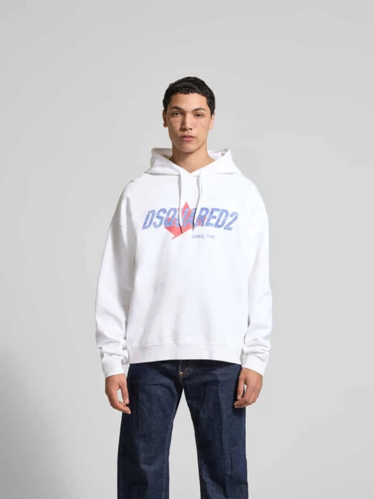 Zdjęcie produktu Bluza z kapturem o kroju relaxed fit z nadrukiem z logo Dsquared2 Biały