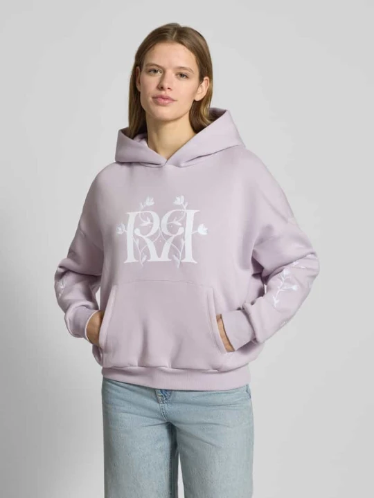 Zdjęcie produktu Bluza z kapturem o kroju relaxed fit z nadrukiem z logo REVIEW Jasnofioletowy
