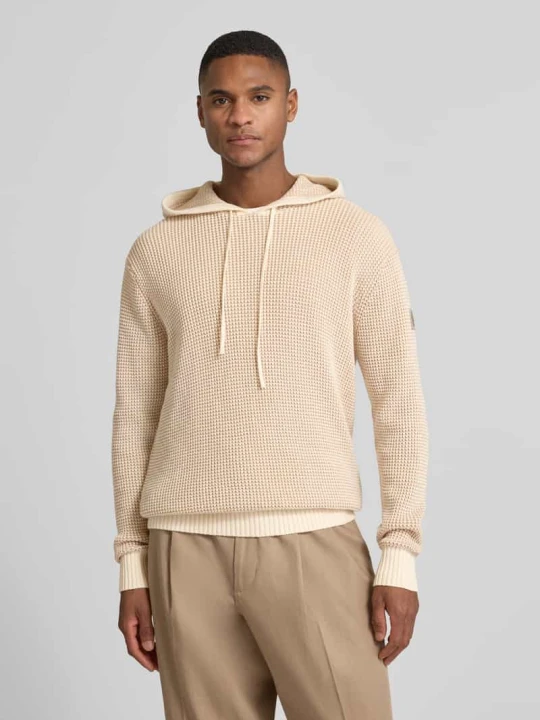 Zdjęcie produktu Bluza z kapturem o kroju slim fit z dodatkiem wiskozy Model 'Kem' Guess Beżowy