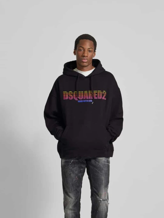 Zdjęcie produktu Bluza z kapturem o luźnym kroju z nadrukiem z logo Dsquared2 Czarny