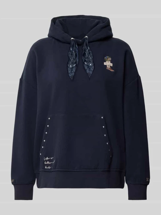Zdjęcie produktu Bluza z kapturem oversize z mieszanki bawełny z detalami z nitów Smith & Soul Granatowy