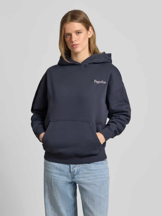 Zdjęcie produktu Bluza z kapturem oversize z przeszyciem z logo model 'MARIALVA' Pegador Niebieski