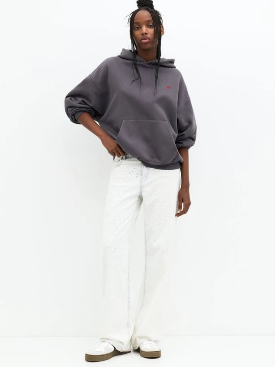 Zdjęcie produktu Bluza z kapturem PULL&BEAR ciemnoszary