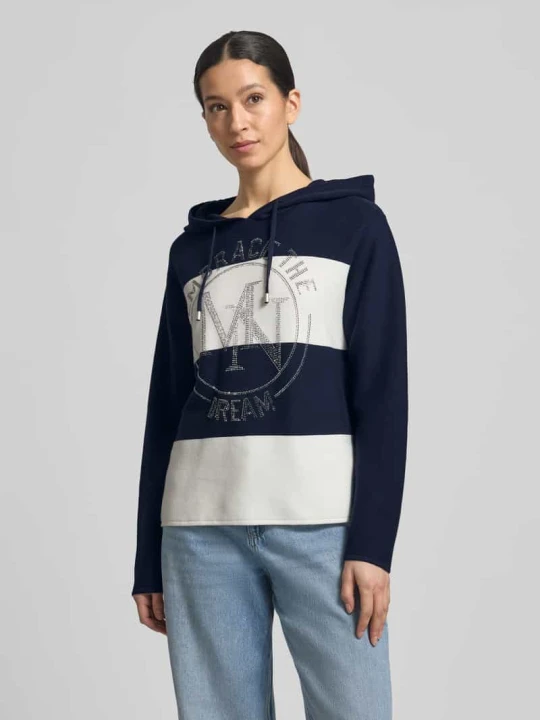 Zdjęcie produktu Bluza z kapturem Regular Fit z czystej bawełny Monari Granatowy melanż