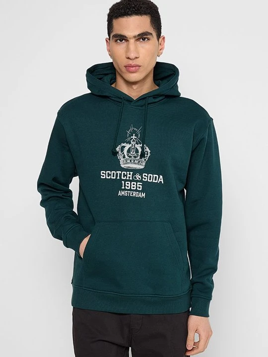 Zdjęcie produktu Bluza z kapturem Scotch & Soda ciemnozielony