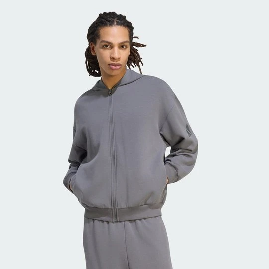 Zdjęcie produktu BLUZA Z KAPTUREM SOFT LUX FULL-ZIP Adidas Grey Five