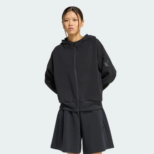 Zdjęcie produktu BLUZA Z KAPTUREM SOFT LUX Z SUWAKIEM NA CAŁEJ DŁUGOŚCI Adidas czarny