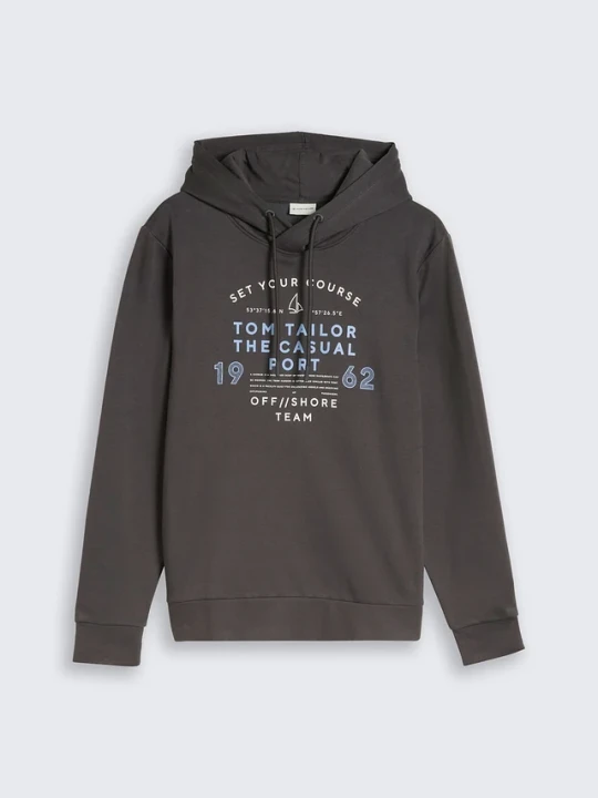 Zdjęcie produktu Bluza z kapturem Tom Tailor uszyta z miękkiej mieszanki bawełny BonPrix szary