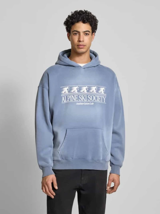 Zdjęcie produktu Bluza z kapturem o kroju oversized z kapturem Another Cotton Lab Jasnoniebieski