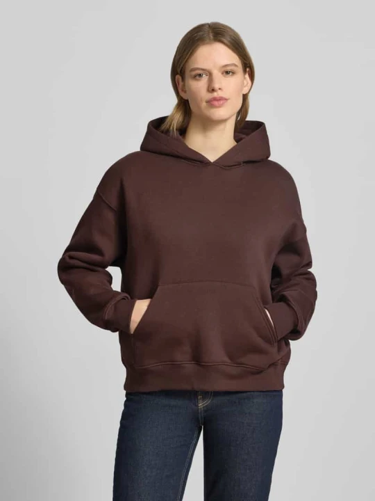 Zdjęcie produktu bluza z kapturem w kroju regular fit z kieszenią kangurka model 'Iconic' Gina Tricot Ciemnobrązowy