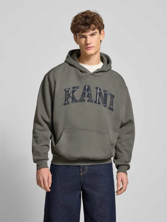 Zdjęcie produktu Bluza z kapturem, wyhaftowanym logo i kieszenią kangurką Karl Kani Antracytowy