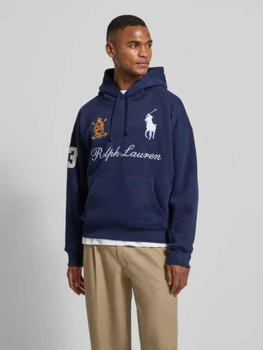 Zdjęcie produktu Bluza z kapturem z haftami z logo i kieszenią kangurka Polo Ralph Lauren Granatowy