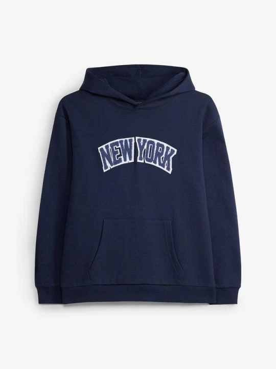 Zdjęcie produktu Bluza z kapturem z czystej bawełny BonPrix niebieski