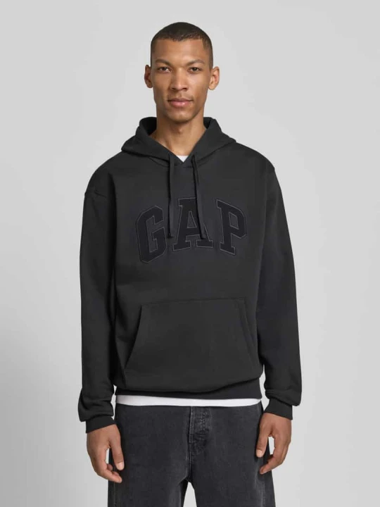 Zdjęcie produktu Bluza z kapturem z detalem logo i kieszenią kangurką GAP Antracytowy