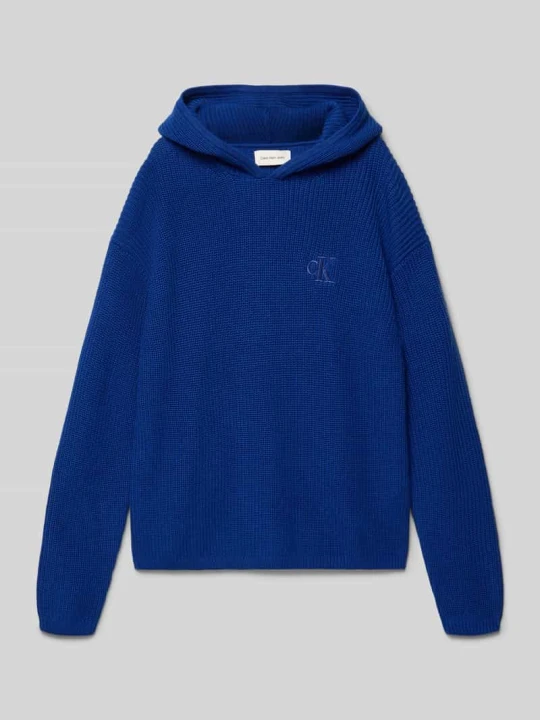 Zdjęcie produktu Bluza z kapturem z imitacji dzianiny Calvin Klein Jeans Królewski niebieski