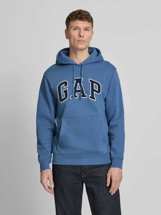 Zdjęcie produktu Bluza z kapturem z kieszenią kangurką GAP Jeansowy niebieski