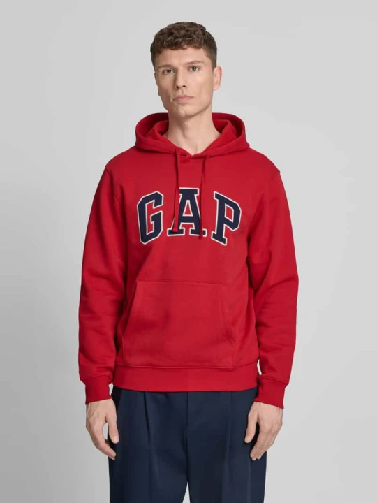 Zdjęcie produktu Bluza z kapturem z kieszenią kangurką GAP Czerwony