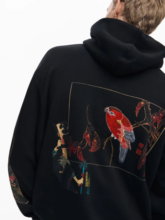 Zdjęcie produktu Bluza z kapturem z krajobrazem Desigual czarny
