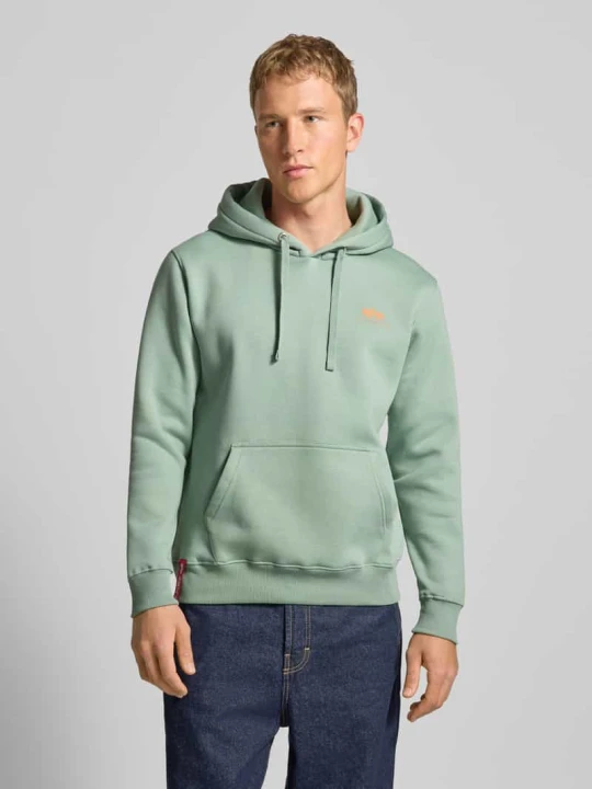 Zdjęcie produktu Bluza z kapturem z logo i kieszenią kangurką Alpha Industries Miętowy