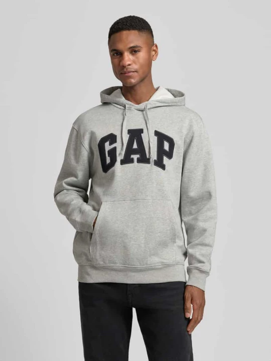 Zdjęcie produktu Bluza z kapturem z logo i kieszenią kangurką GAP Jasnoszary melanż