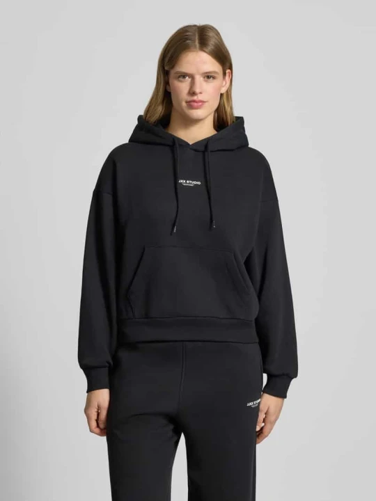Zdjęcie produktu Bluza z kapturem z logo i kieszenią kangurką JJXX Czarny