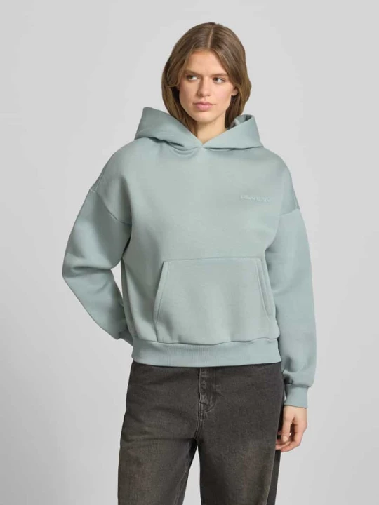 Zdjęcie produktu Bluza z kapturem z logo i kieszenią kangurką REVIEW Błękitny