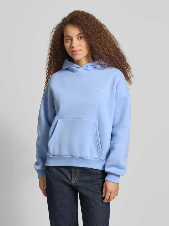 Zdjęcie produktu Bluza z kapturem z logo i kieszenią kangurką REVIEW Błękitny