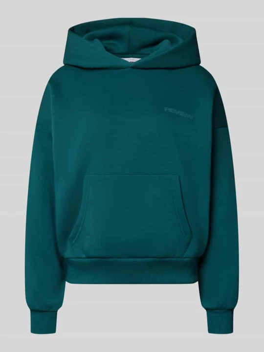 Zdjęcie produktu Bluza z kapturem z logo i kieszenią kangurką REVIEW Petrol
