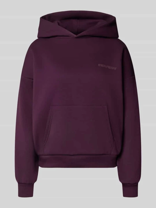 Zdjęcie produktu Bluza z kapturem z logo i kieszenią kangurką REVIEW Śliwkowy