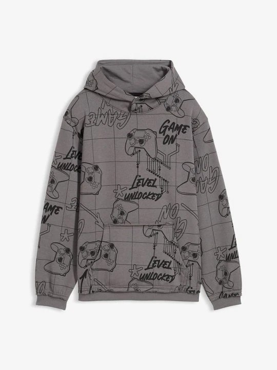 Zdjęcie produktu Bluza z kapturem z miękkiej mieszanki bawełny BonPrix szary
