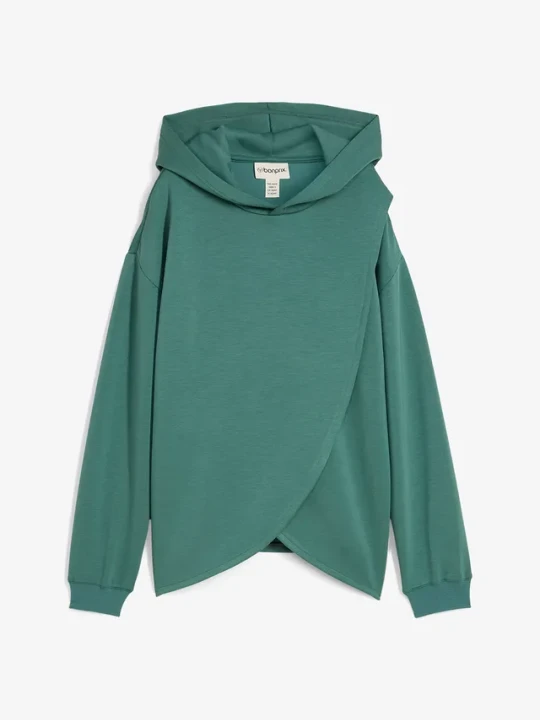 Zdjęcie produktu Bluza z kapturem z miękkiej mieszanki wiskozy BonPrix zielony