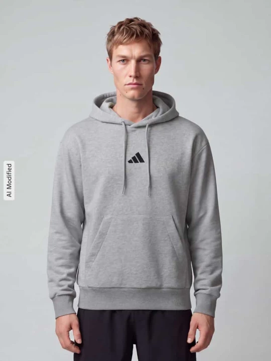 Zdjęcie produktu Bluza z kapturem z nadrukiem z logo Adidas Jasnoszary