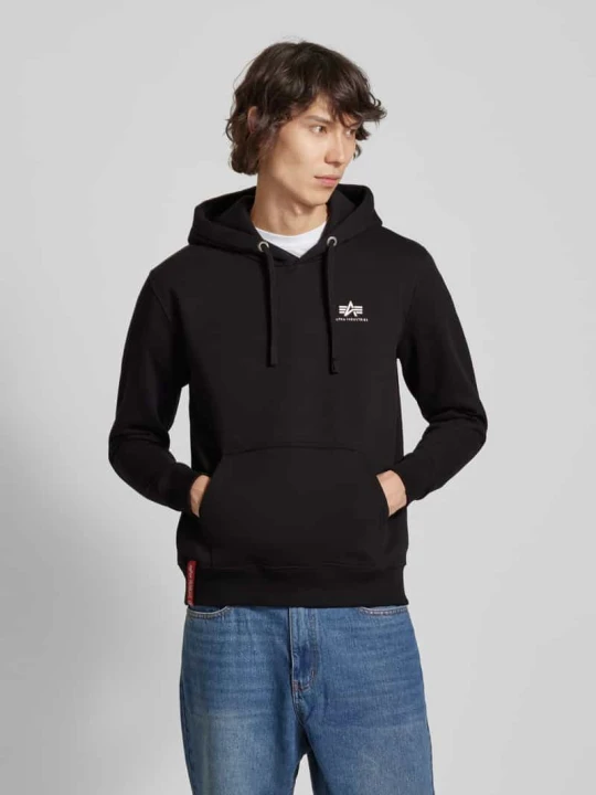 Zdjęcie produktu Bluza z kapturem z nadrukiem z logo Alpha Industries Czarny