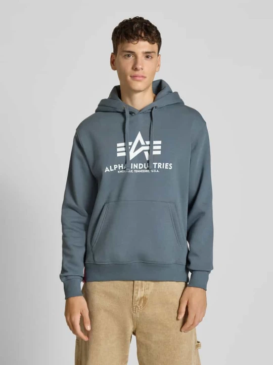 Zdjęcie produktu Bluza z kapturem z nadrukiem z logo Alpha Industries Jasnoniebieski