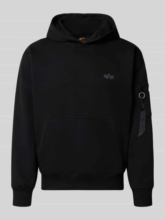 Zdjęcie produktu bluza z kapturem z nadrukiem z logo Alpha Industries Czarny