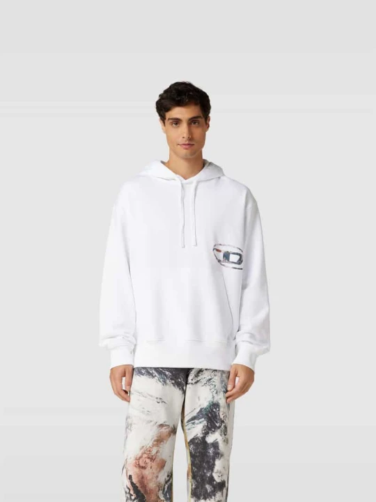 Zdjęcie produktu bluza z kapturem z nadrukiem z logo Diesel Biały