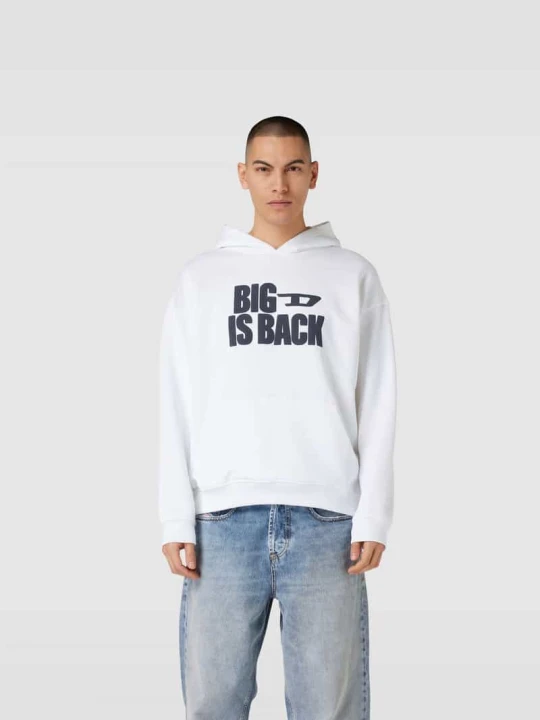 Zdjęcie produktu bluza z kapturem z nadrukiem z logo Diesel Biały