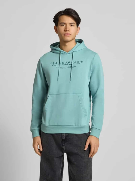 Zdjęcie produktu Bluza z kapturem z nadrukiem z logo Jack&Jones Petrol